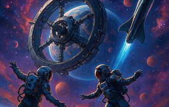 illustration of people in space