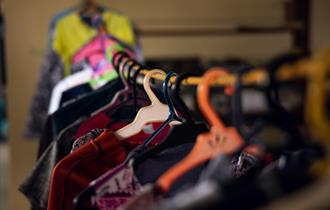 Clothing hanging on a rack