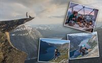 Trolltunga Via Ferrata Sky Ladder med Trolltunga Active – ikonisk utsikt frå Trolltunga, klatring, fjordlandskap og glamping ved solnedgang i Hardanger.