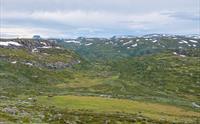 Utsikt mot Fljotdal fra toppen av et fjell.