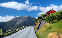 Smal vei langs Hardangerfjorden