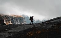 Person på fjelltur.