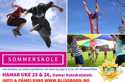 Sommerskole Hamar, parkour, ny-sirkus, balanse, Kompani Bliss, 6-12 år